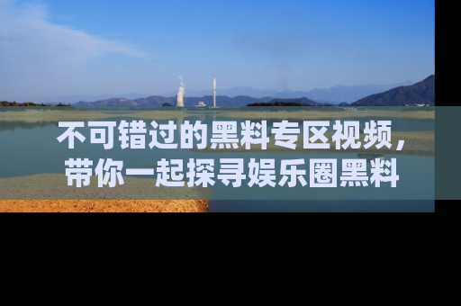 不可错过的黑料专区视频，带你一起探寻娱乐圈黑料